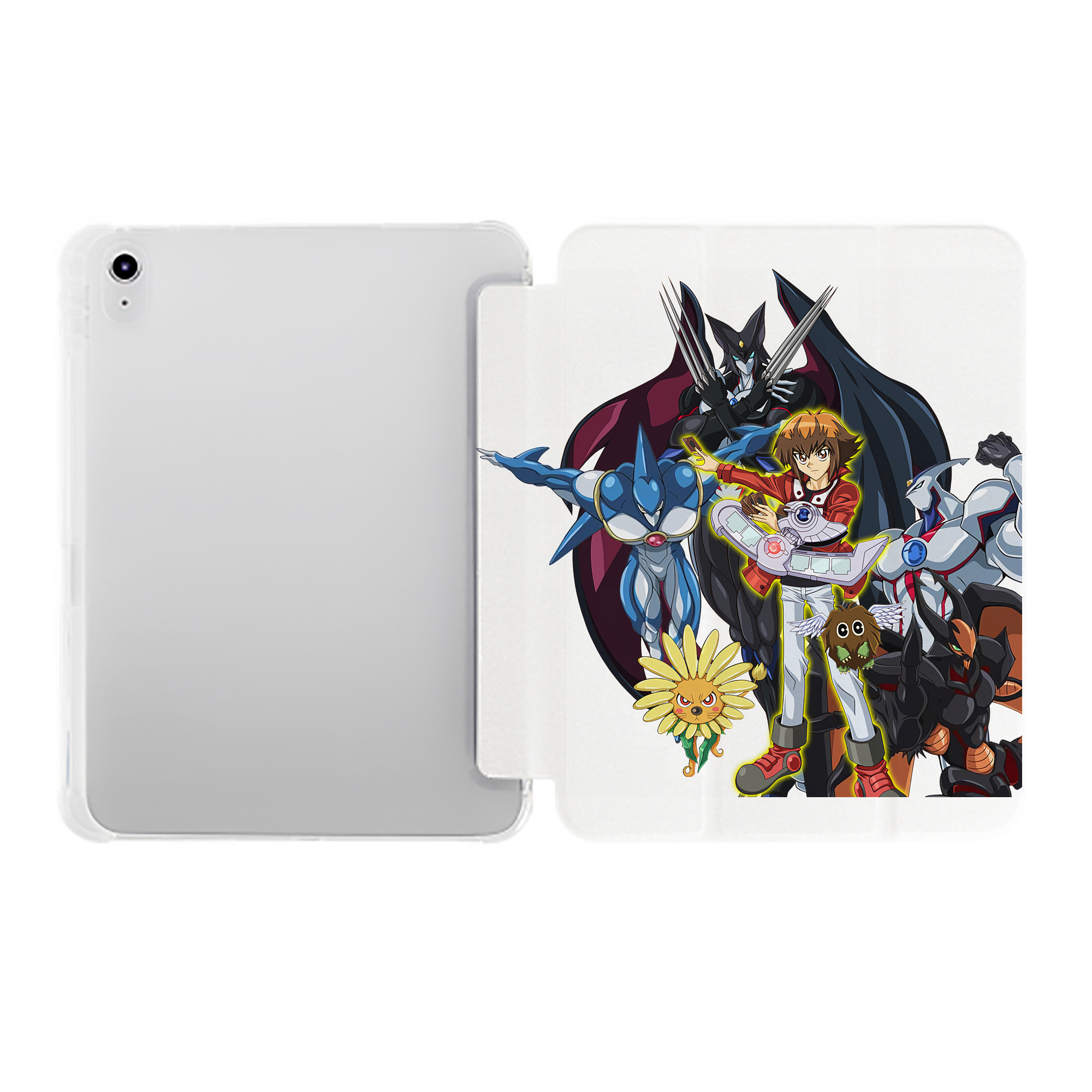 （画像用） 遊☆戯☆王 Yu-Gi-Oh! IPad ケース ペン収納付き 三つ折りスタンド PUレザー×シリコン 対応機種9.5/10.5/10.9インチ